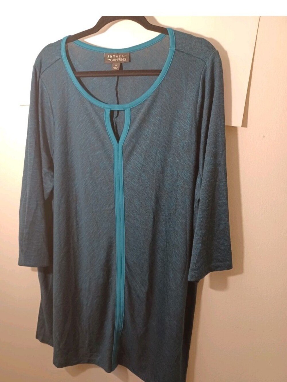Catherines Anywhere Green Marbled Lightweight Tunic Sweater 2X